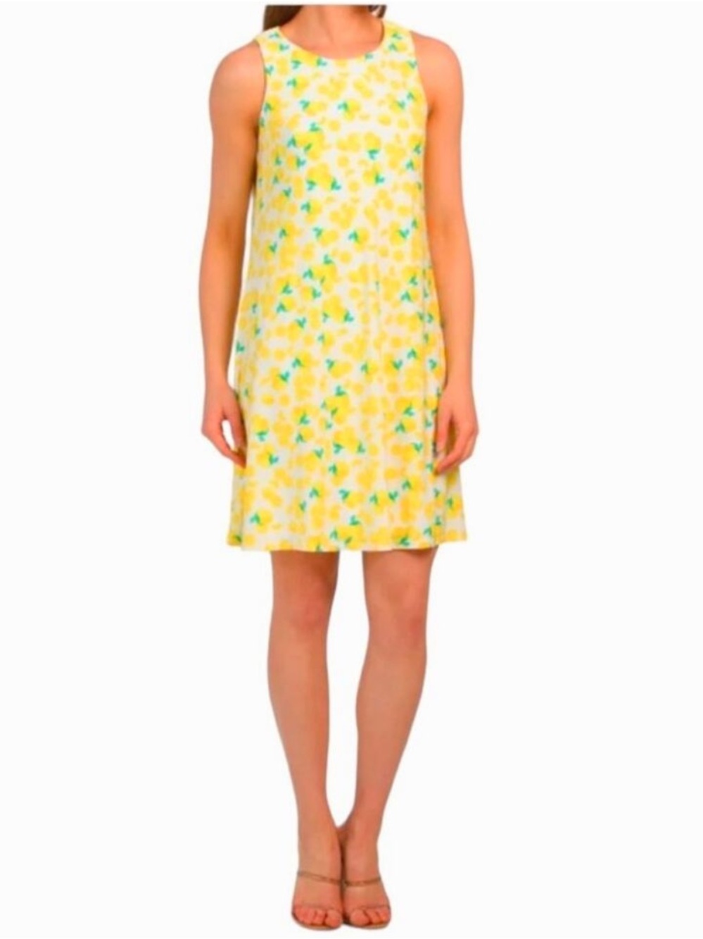 Pappagallo XL Dress Stretch Sheath Lemon Retro 60s Vacation Dress Cruise Elegant